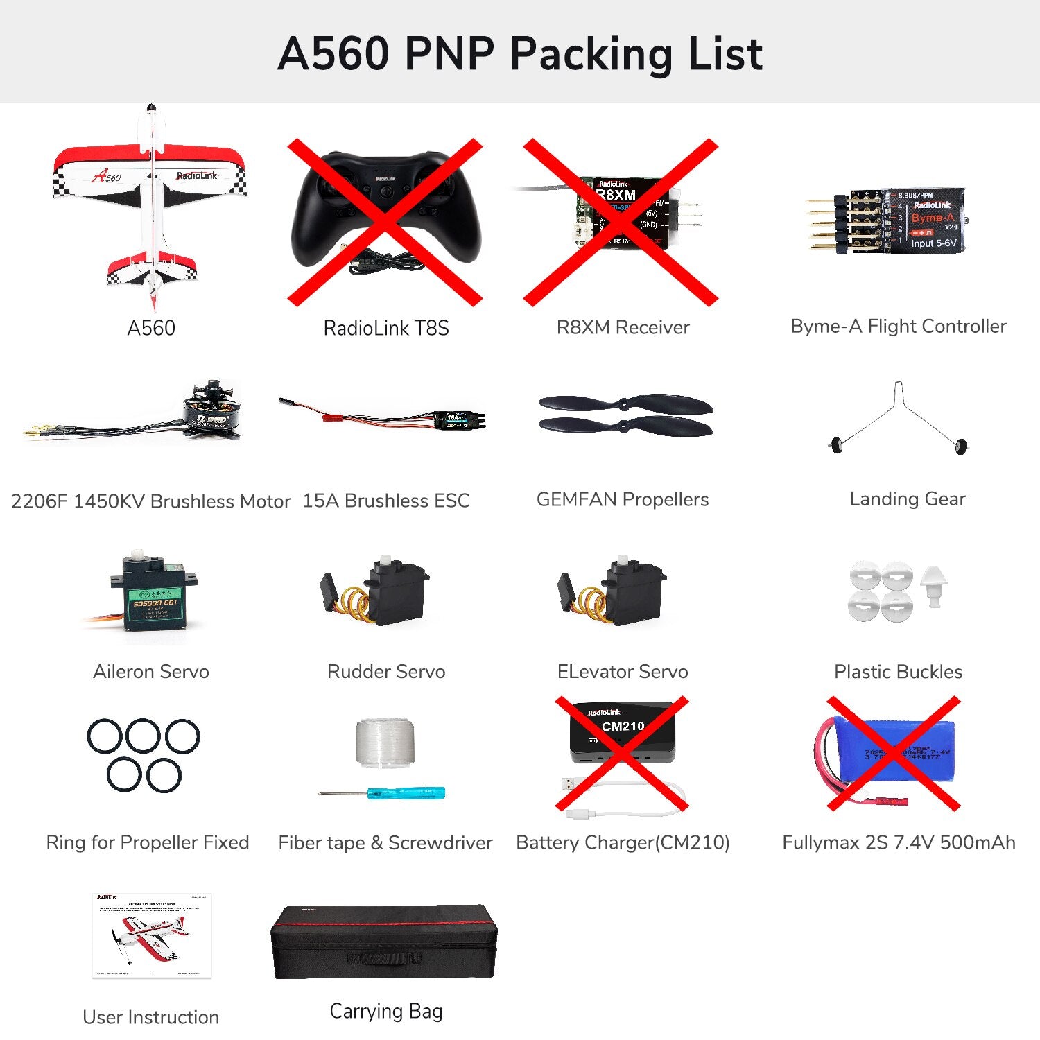 A560 PNP Packing List 560 RadioLink RedloLink R8X