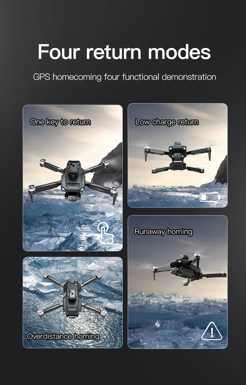 P8 Pro GPS Drone, four return modes gps homecoming four functional demonstration onekey