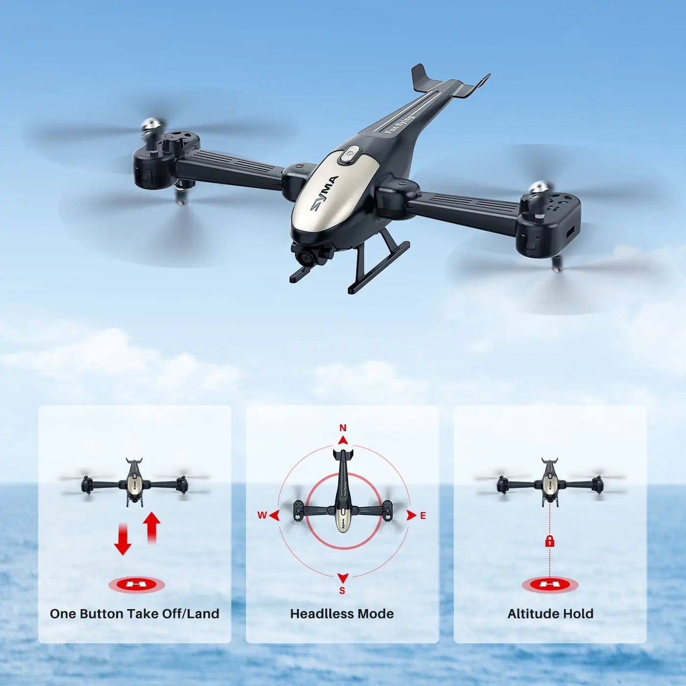 SYMA X700W RC Drone with Camera 1080P FPV Foldable Remote Control Helicopters Toys for Boys Altitude Hold Headless Mode 3D Flip 9 SYMA X700W RC Drone, W ( One Button Take Off/Land Headlless Mode Altitude Hold