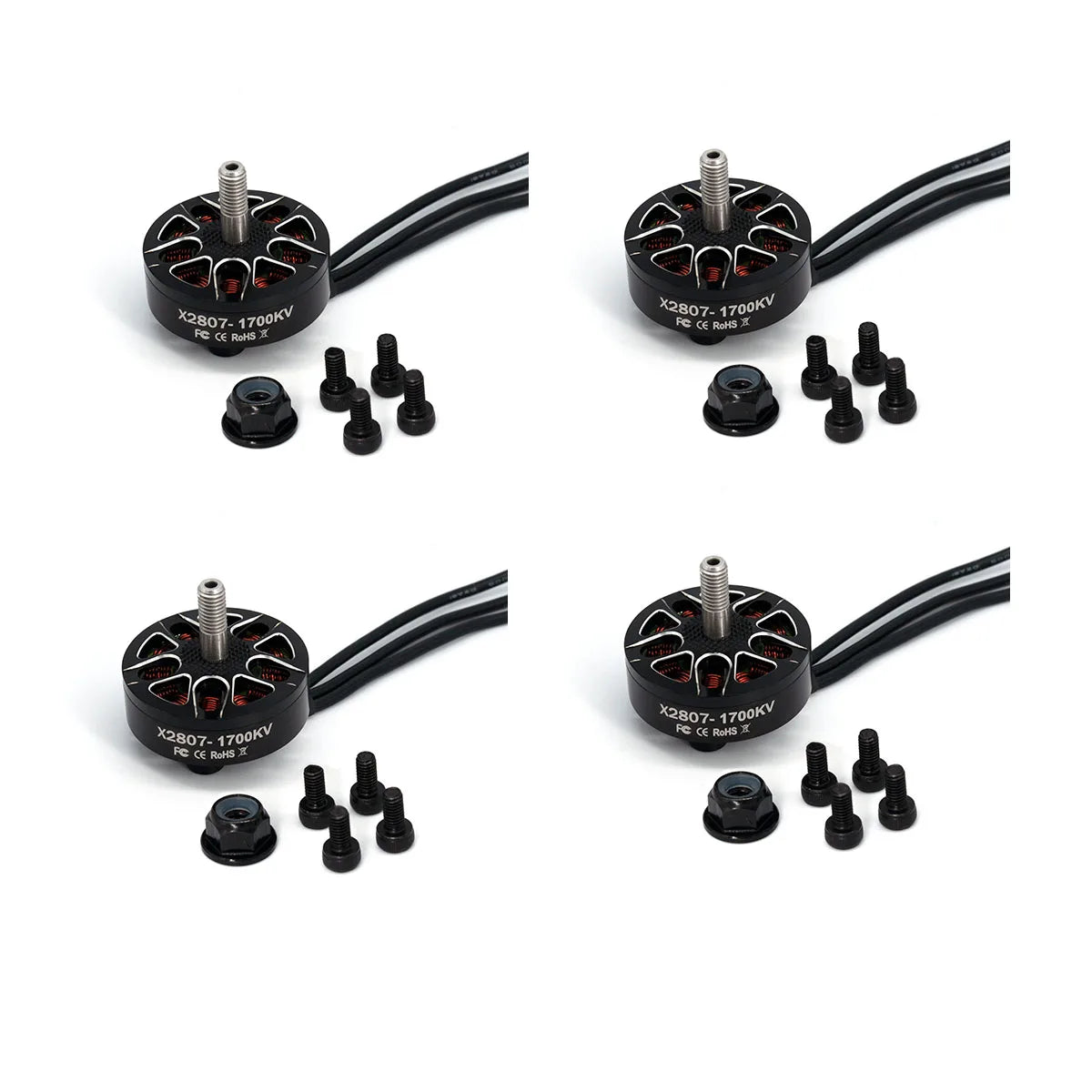 A2807 1500KV Brushless Motor For 6S Drone & RC Plane - 7 Inch Prop, High Torque (4-Pack)