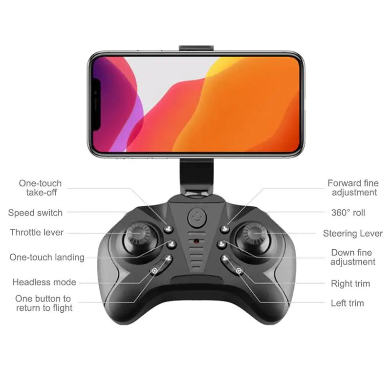 Q12 Drone - 4k HD Camera WiFi Fpv Air Pressure Altitude Hold Black And Gray drone Foldable RC Drones Toy 17 Q12 Drone, one-touch forward fine take-off adjustment speed switch 360" roll