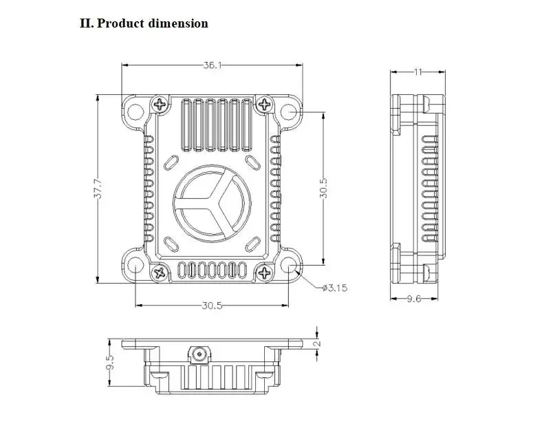 5.8G 3W 48CH VTX, aluminum alloy heat sink&fan 7 . heat-dissip