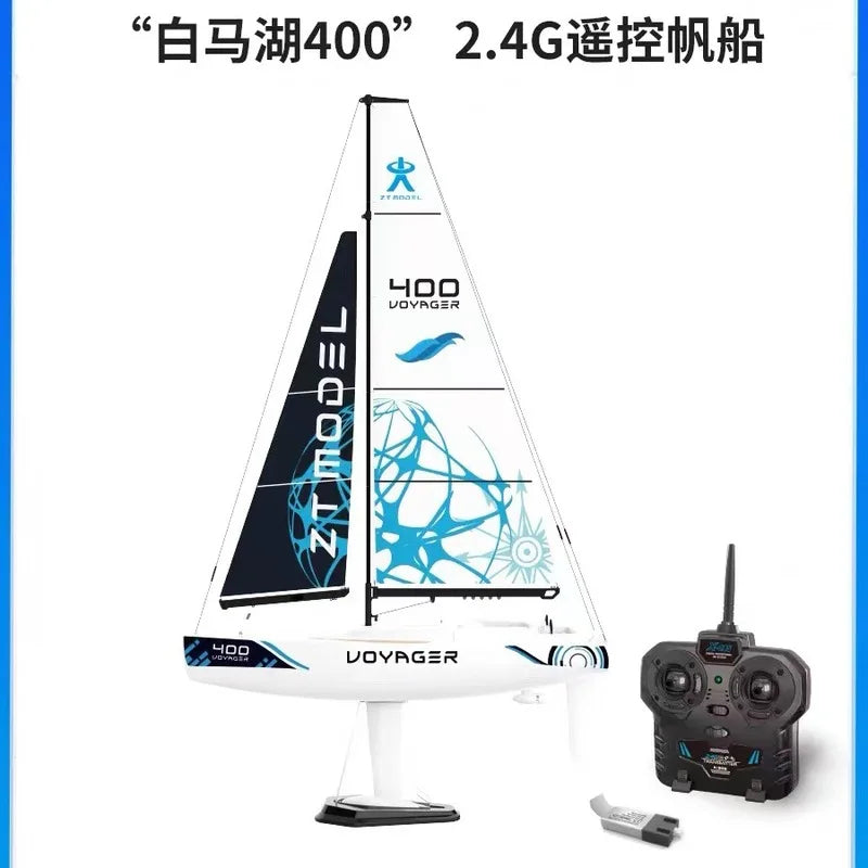 Shixing Toy Bai Ma Lake 400 RC Boat, 2.4G Remote Control Sailboat Model with Lithium Battery, 400mm Length