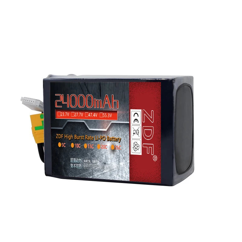 ZDF High Capacity 6S 7S 12S 14S 22S 23.7V 27.7V 47.4V 55.3V 18000mah 20000mah 24000mah solid state high density battery pack for UAV Agriculture Drone Battery 10 [23.v L2I,7V J47.4v Dss.