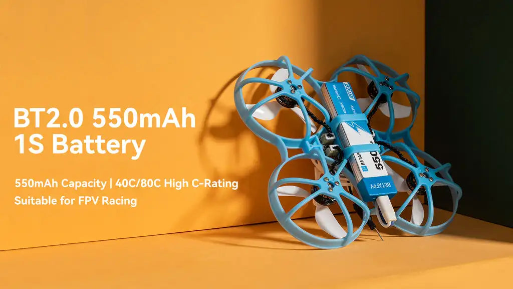 BETAFPV Meteor75 Pro Brushless Whoop Quadcopter 18 1S Battery 550mAh Capacity | 40C/8OC High €-Rating