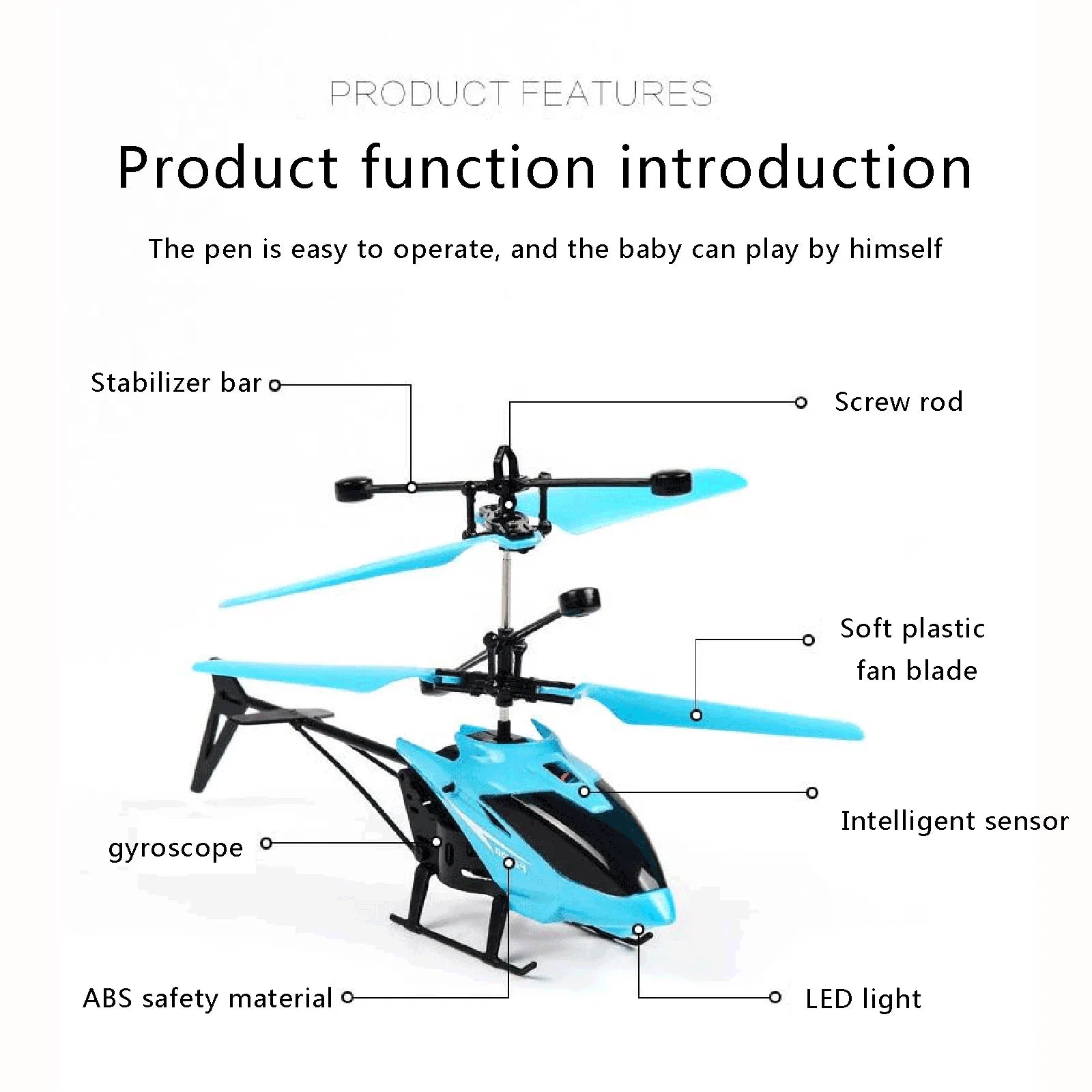 YKF1303 RC Helicopter, PRODUCT FEATURES The pen is easy to operate, and the baby can play