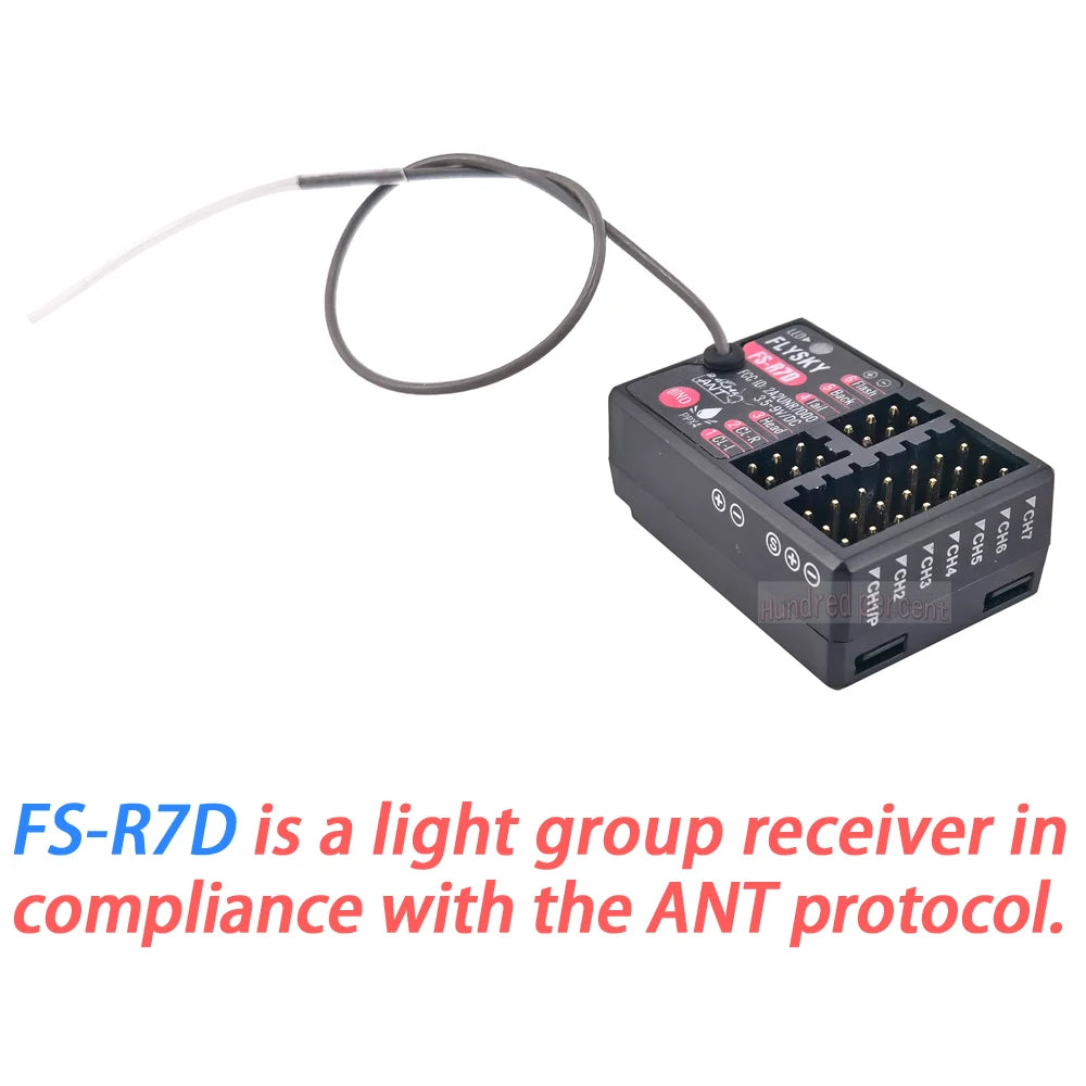 FLYSKY R7D New FS-G7P Fusi 7-channel Light Set Receiver Applicable G7P 2.4G Wireless Remote Control For RC Car Model Ship 7CH 11 FLYSKY R7D SPECIFICATIONS Use : Vehicles