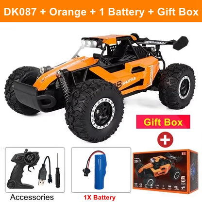 Samochód zdalnie sterowany 4WD DK087 RC Drift Racing 1:16 Off Road, stop aluminium, 2.4G, szybkie ciężarówki z LED, wspinaczka, idealny prezent dla dzieci