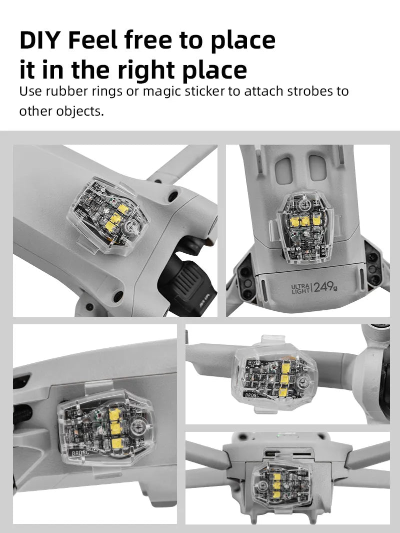 LED Strobe Light Warning Light for DJI AVATA/DJI Mini 3 Pro Drone Anti-collision Signal Light Signal Indicator Motorcycle Bicycle 17 LED Strobe Light Warning Light for DJI