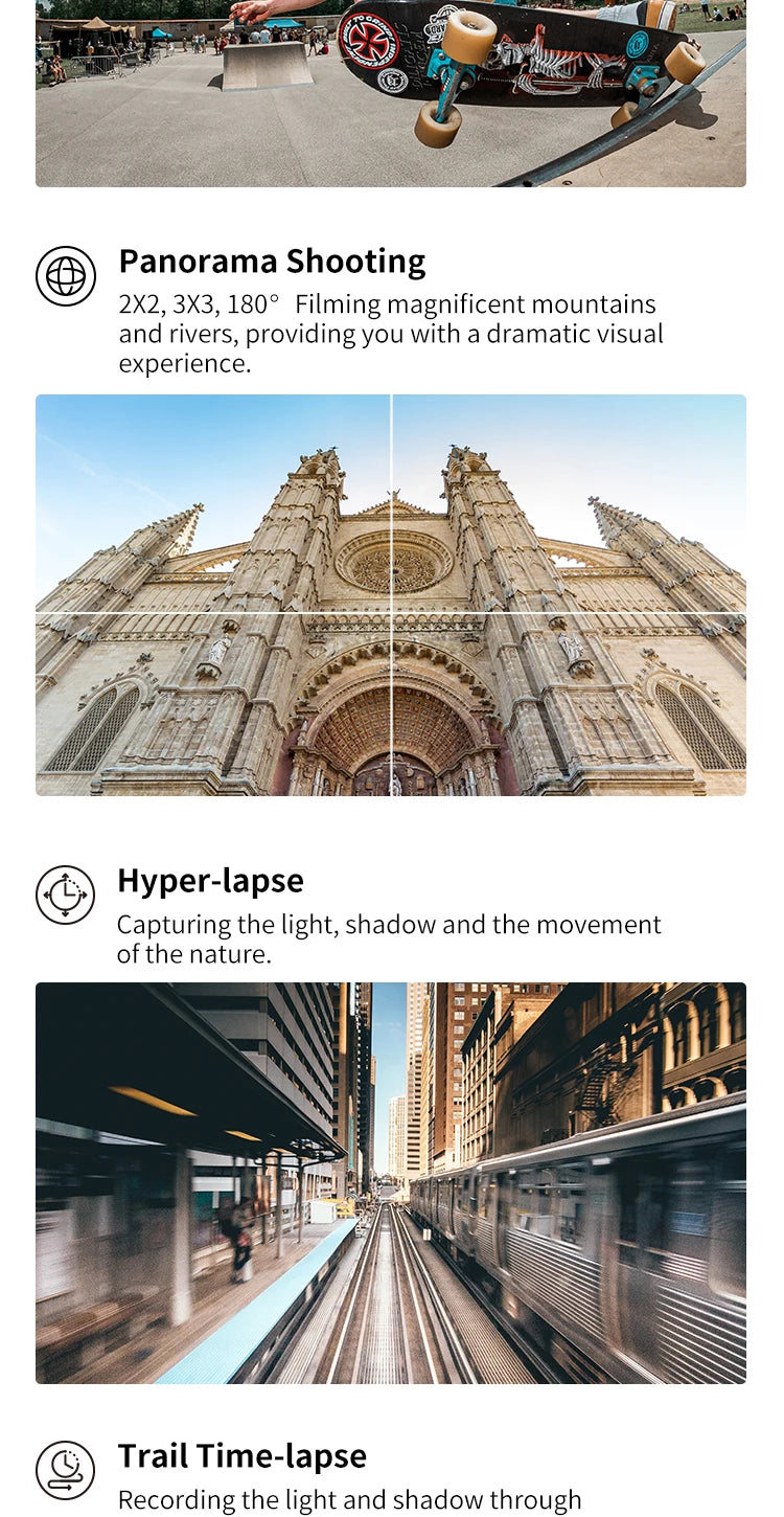 Feiyu Pocket 2, Panorama Shooting 2X2,3X3,1805 Filming magnificent mountains and rivers, providing