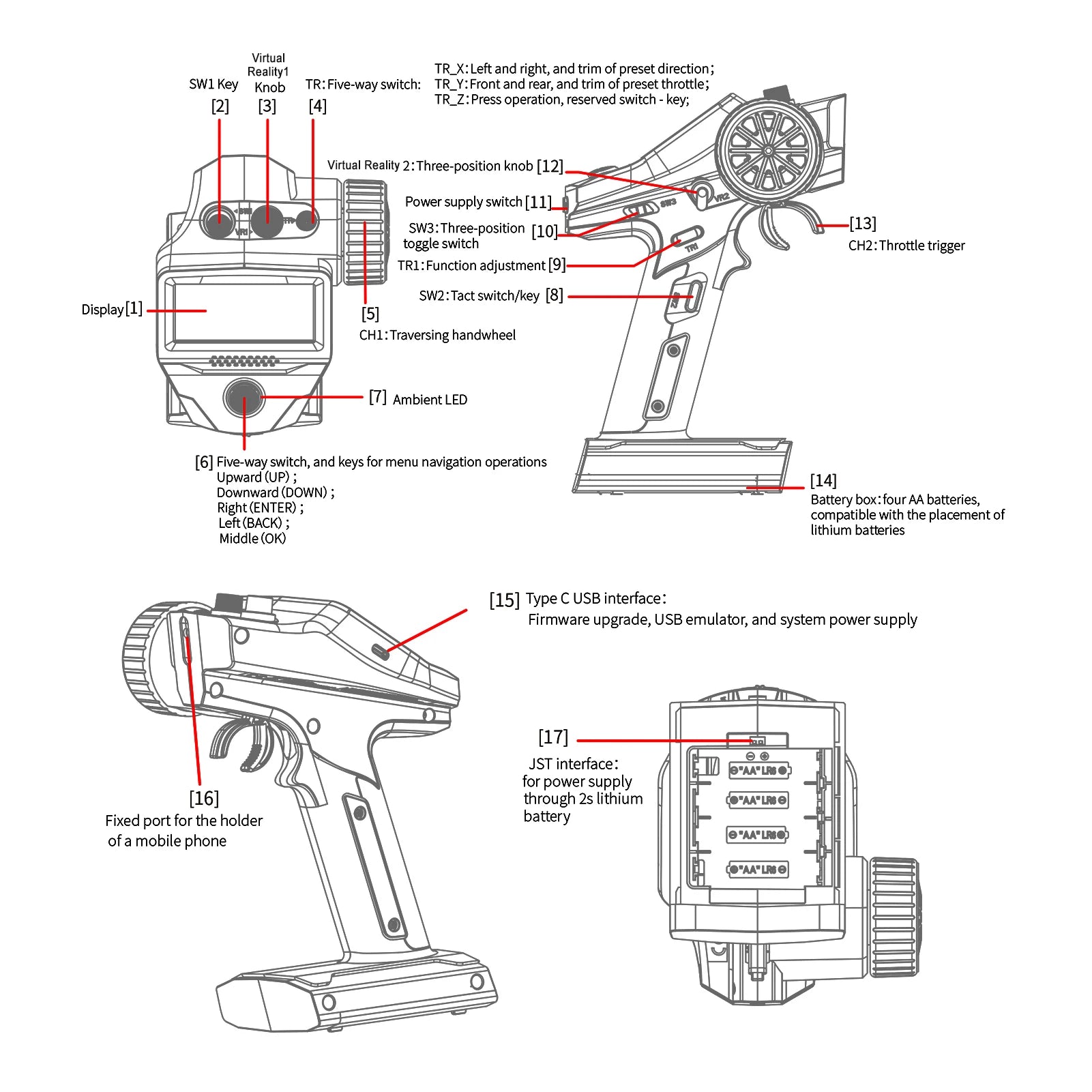 FlySky FS-G7P 2.4G 7CH ANT Protocol Radio Transmitter PWM PPM I-BUS SBUS Output with FS-R7P RC Receiver for RC Car Boat 10 Virtual Reality1 TR_X:Left and right, and trim of preset direction