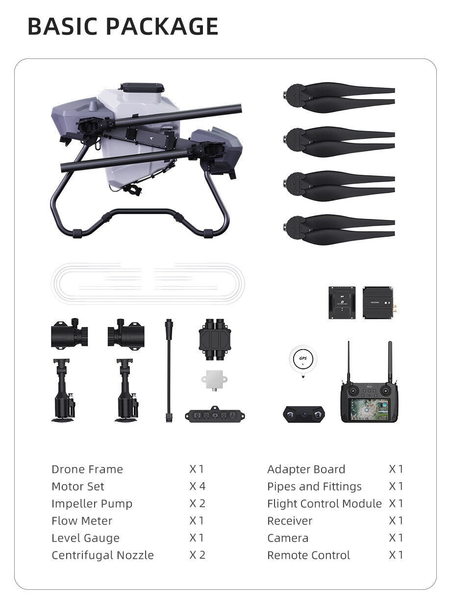 EFT Z50 50L Agriculture Drone, BASIC PACKAGE 9e e 9 @ Drone Frame X1 Adapt