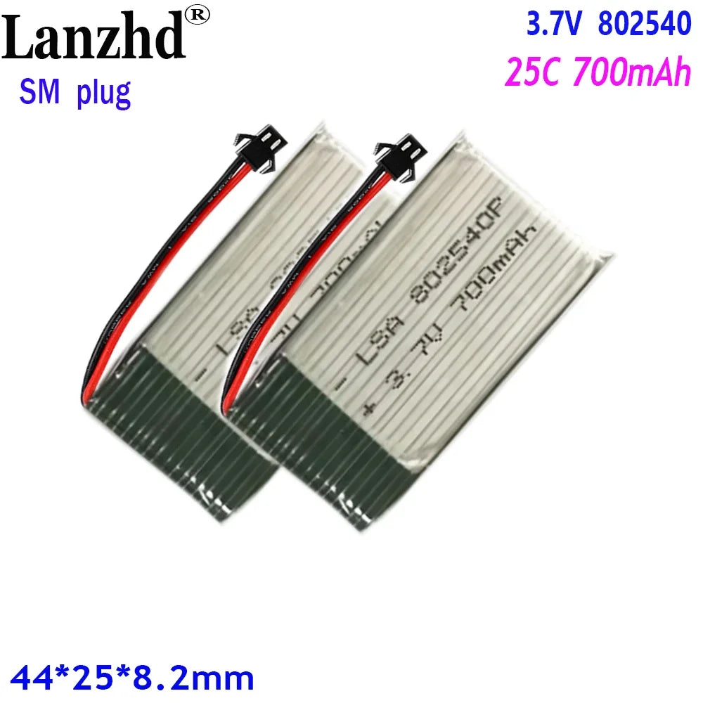 802540 Battery 25C 3.7V 700mAh With SM Plug For Drone model airplane model