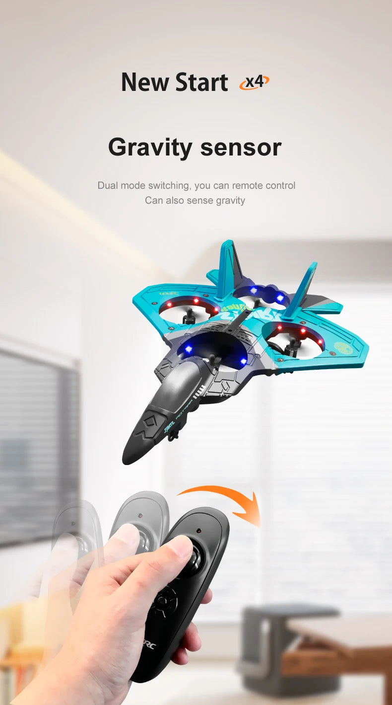 V17 RC Remote Control Airplane, New Start X4 Gravity sensor Dual mode switching; you can remote control Can also sense