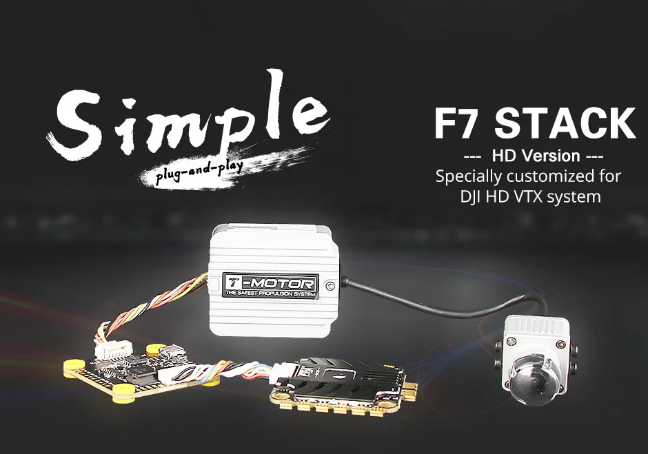 T-motor F7 HD Stack - F7 HD Flight Controllerfor + F55A Pro II ESC For FPV RC Drone Freestyle Racing Quadcopter 5 T-motor F7 HD Stack, Simgle F7 STACK HD Version Specially customized for DJI HD VTX system