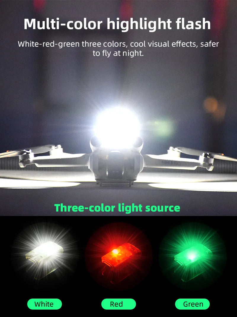 Strobe Light for Motorcycle/Bicycle/Drone Warning LED Light Turn signal lights USB Charging Anti-collision Accessories for DJI MINI 3 PRO 10 Multi-color highlight flash White-red-green three colors, cool visual effects, safer to