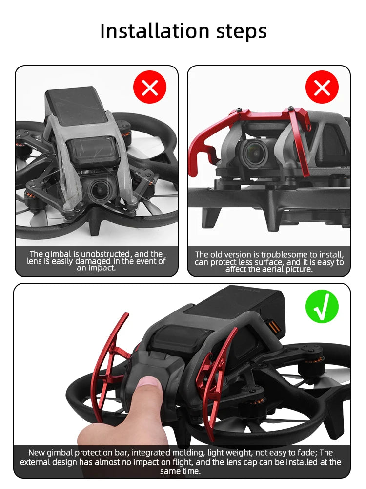 Gimbal Camera Anti-collision Bar for DJI Avata Combo Drone - Bumper Protector Lens Bumper Accessories 17 Gimbal Camera Anti-collision Bar for DJI Avata Combo Drone, old version is troublesome t0 install lens i5 easily daragecti