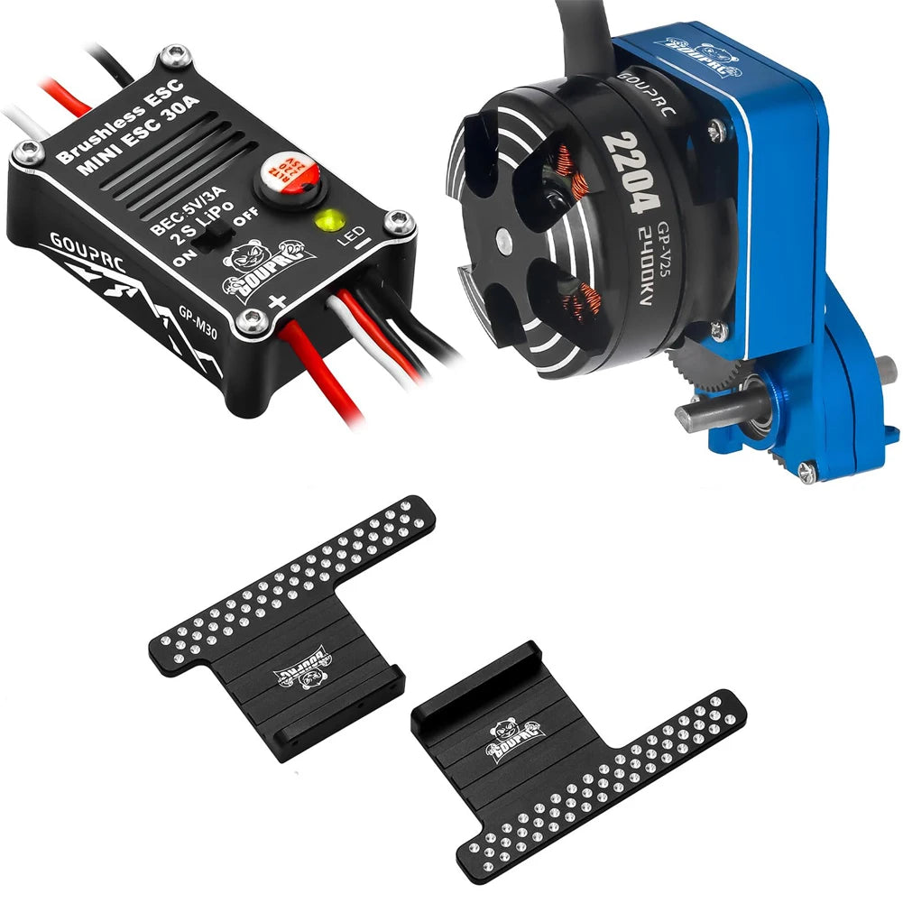 2204 2400KV Brushless Outrunner Motor with Transmission Mount and 30A ESC for SCX24 1/24 RC Crawler Truck Car