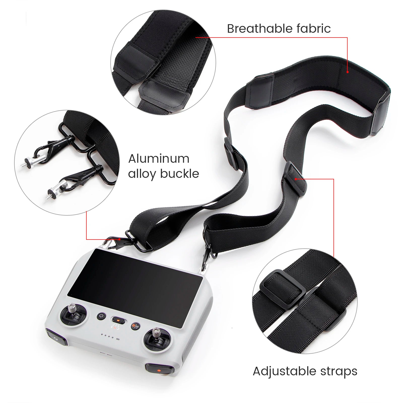 Lanyard For DJI RC/RC 2/RC Pro/Smart Controller - Adjustable Neck Strap For Mini 3 Pro/Air 2/Air 2S/Mavic 3 Pro/Air 3/Mini 4 Pro 24 Lanyard For DJI RC/RC 2/RC Pro/Smart Controller, Breathable fabric Aluminum alloy buckle Adjustable strap