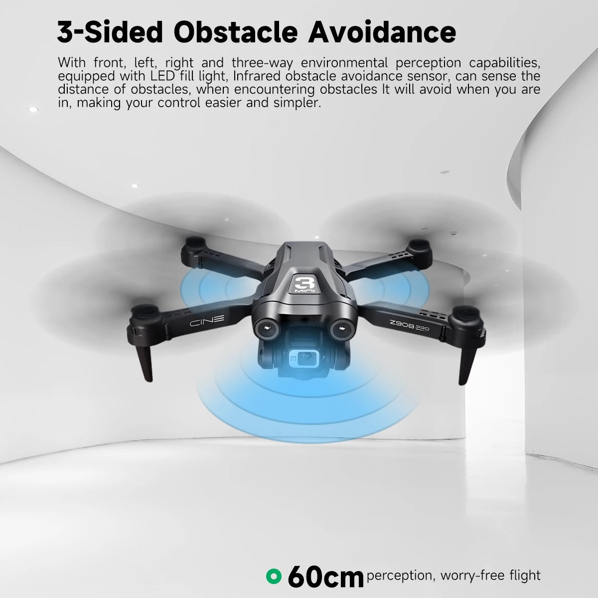 Z908 Pro Drone, zbob 325 is a 3-sided obstacle avoidance with