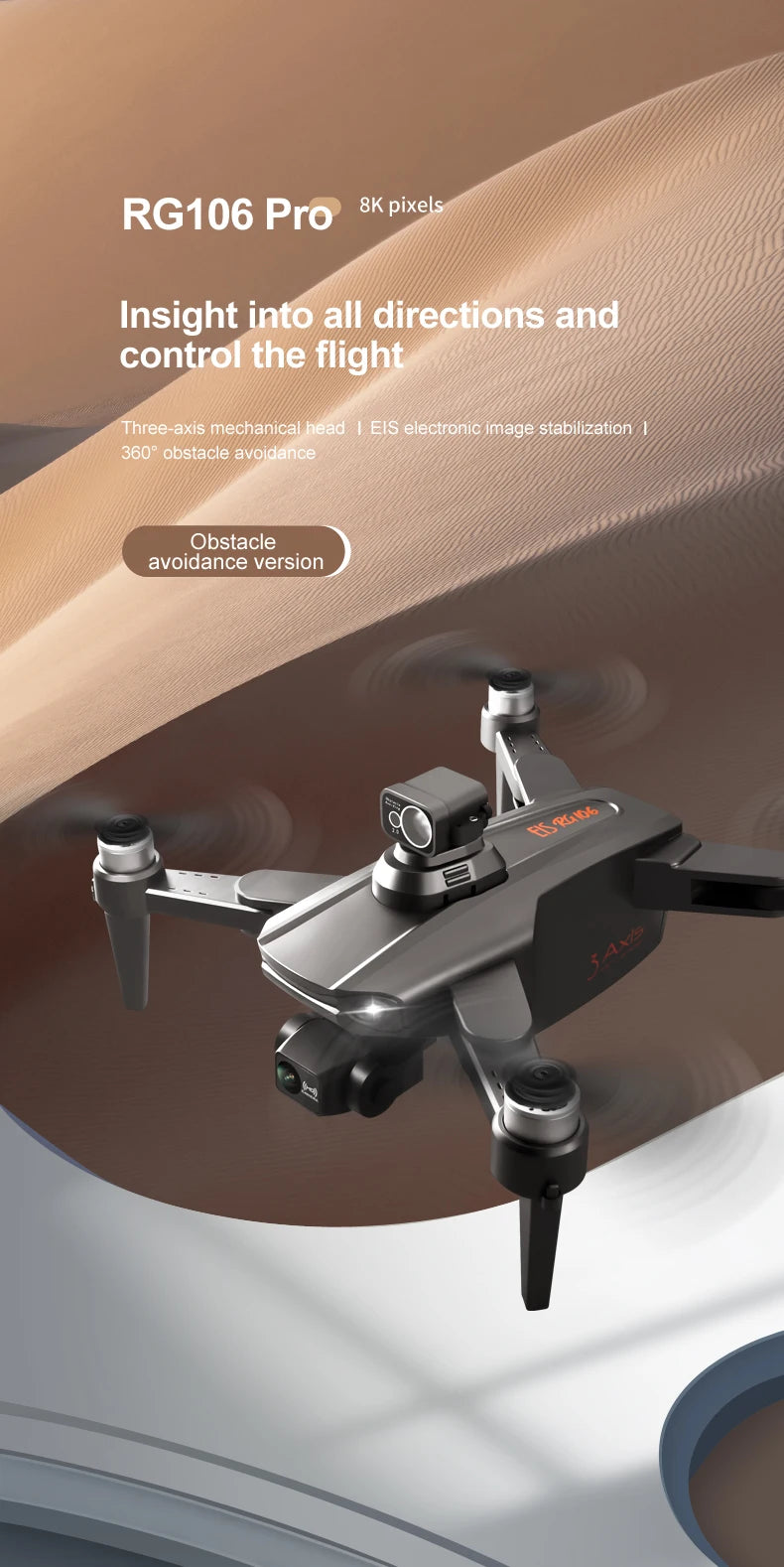 RG106 MAX Drone, RG106 Pro 8K pixels Insight into all directions and control the flight .
