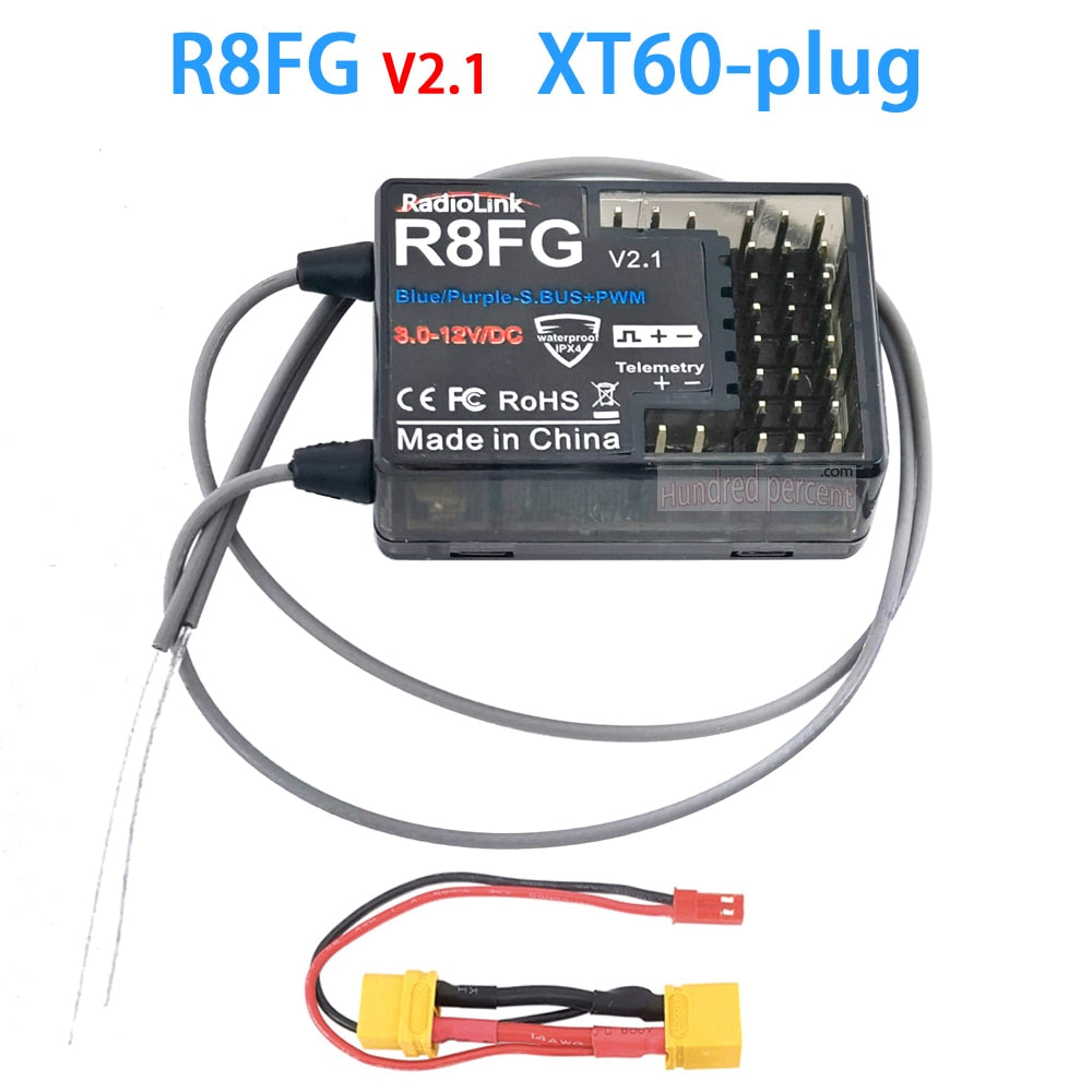 RadioLink R8FG 2.4GHz 8CH Dual Antenna Reciever High Voltage Integrated Gyro Version For Radiolinks RC6GS RC8X RC Transmitter