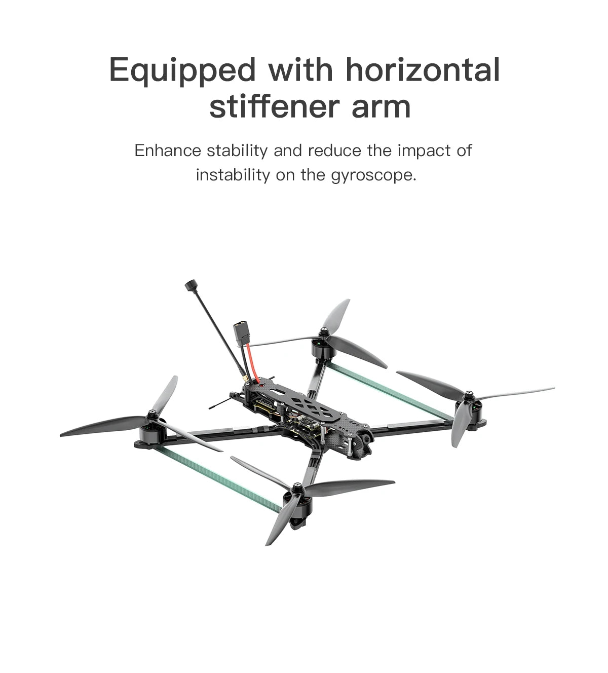 GEPRC MARK4 LR10 5.8G 1.6W Long Range 10inch FPV, Equipped with horizontal stiffener arm Enhance stability and reduce the impact of instability on the