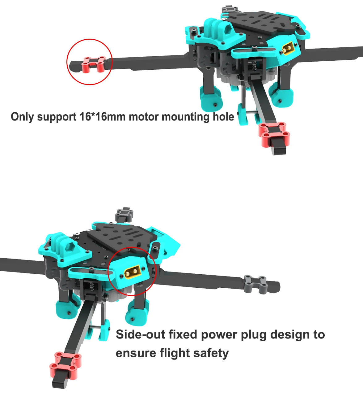 Axisflying KOLAS6" - 6inch Foldable FPV for Mid Long Range / Cinematic Drone with GPS - 4S 8 Axisflying KOLAS6", Support 16*16mm motor mounting hole Side-out fixed power plug design to ensure flight safety