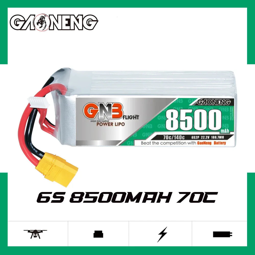 High-performance lithium-polymer battery upgrade for RC enthusiasts, featuring 8500mAh capacity and adjustable voltage.