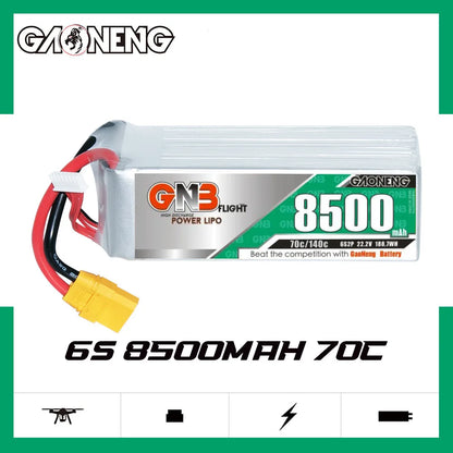 High-performance lithium-polymer battery upgrade for RC enthusiasts, featuring 8500mAh capacity and adjustable voltage.