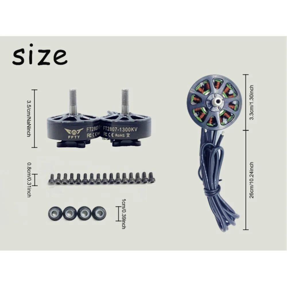 X2807 1300KV Brushless Motor 4–6S for 6-7 Inch FPV Racing Drones, Long Range Multicopters, and 1/10 RC Cars