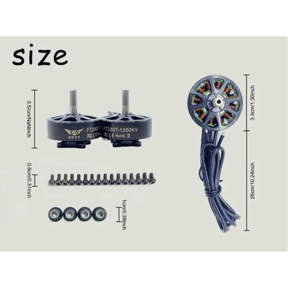 X2807 1300KV Brushless Motor 4–6S for 6-7 Inch FPV Racing Drones, Long Range Multicopters, and 1/10 RC Cars