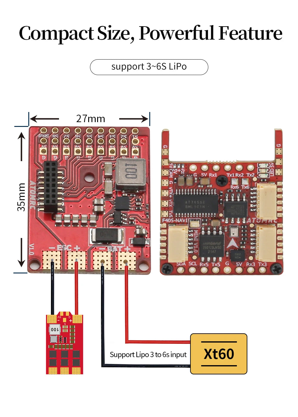 ATOMRC Fixed Wing Flight Controller F405 NAVI Mini for Swordfish .