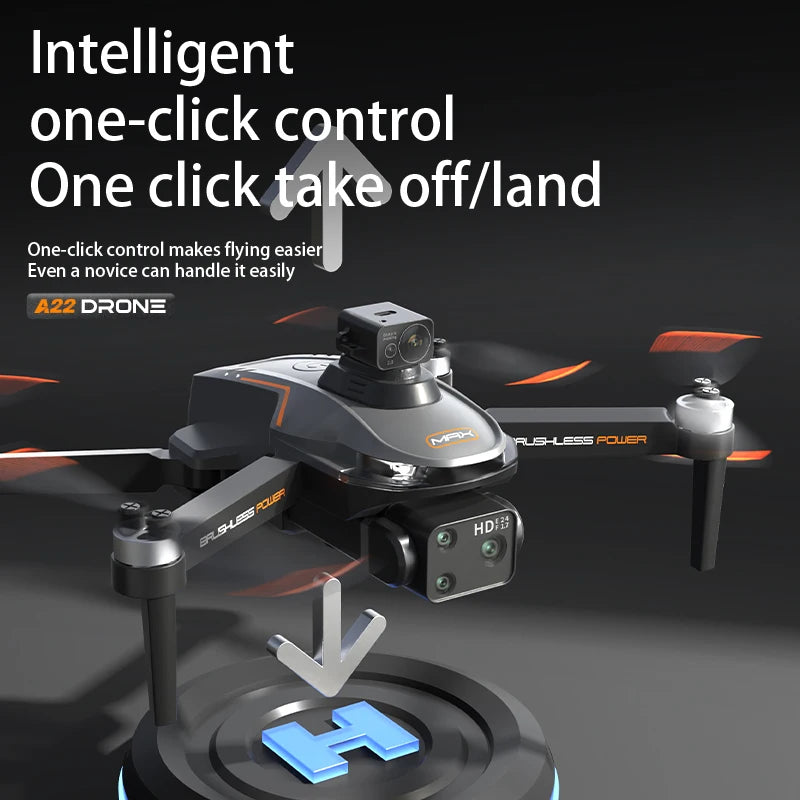 A22 Drone, Intelligent one-click control allows easy take-off and landing, perfect for beginners.