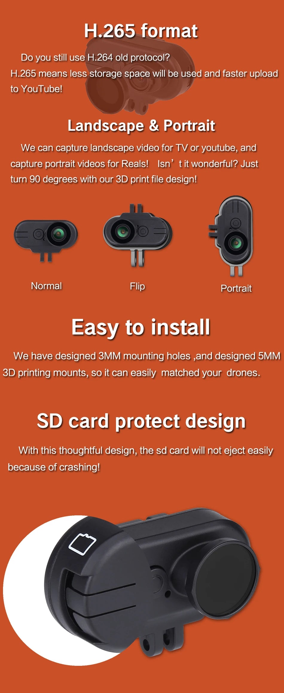 Hawkeye Thumb 4K HD FPV Camera - With ND16 Filter FOV 170 Gyroflow Stabilization Remote Recording For FPV Rcaing Drone Quadcopter 20 Hawkeye Thumb 4K HD FPV Camera, H.265 format means less storage space will be used and faster upload to YouTube .