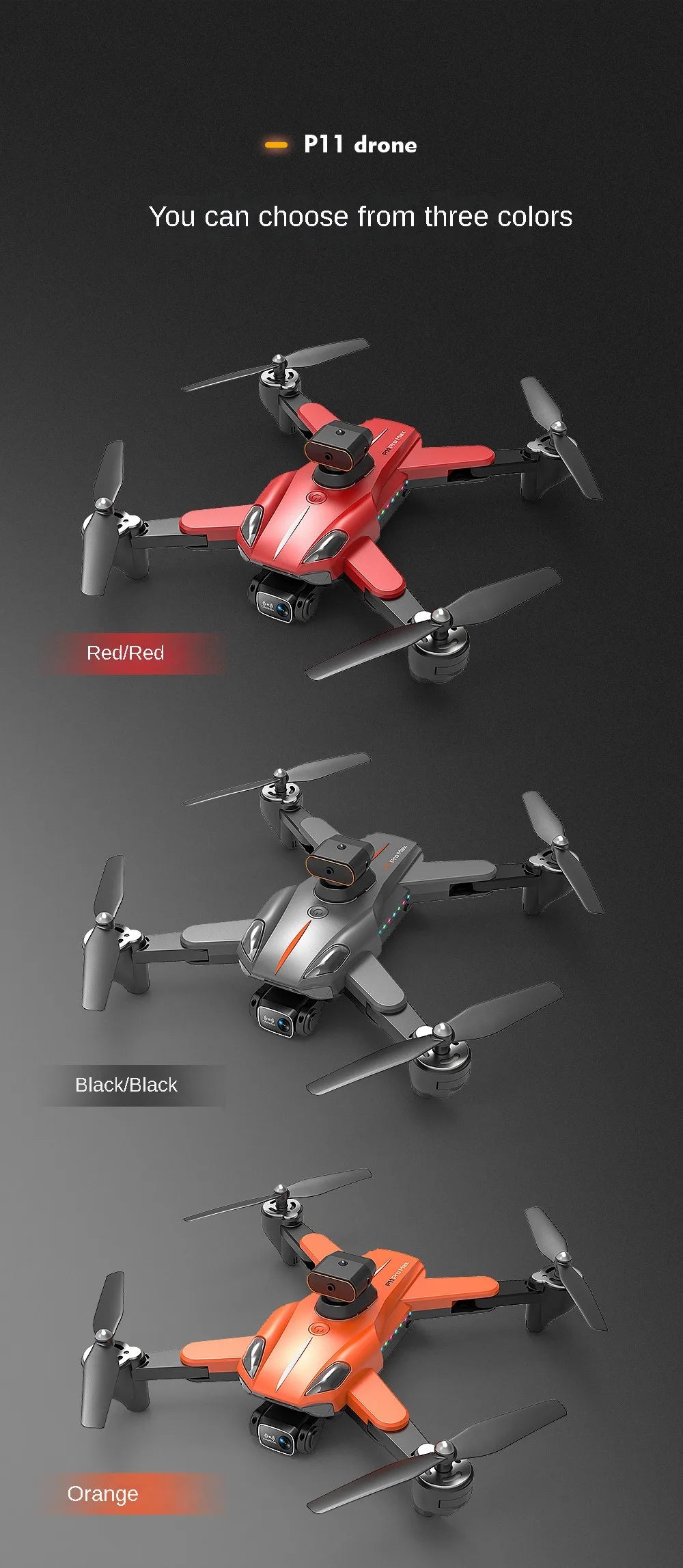 P11 Drone - GPS rc distance 2km 8K HD dual camera with 5G WIFI wide angle FPV real-time transmission professional drone 31 P11 Drone, p11 drone you can choose from three colors redred blackl