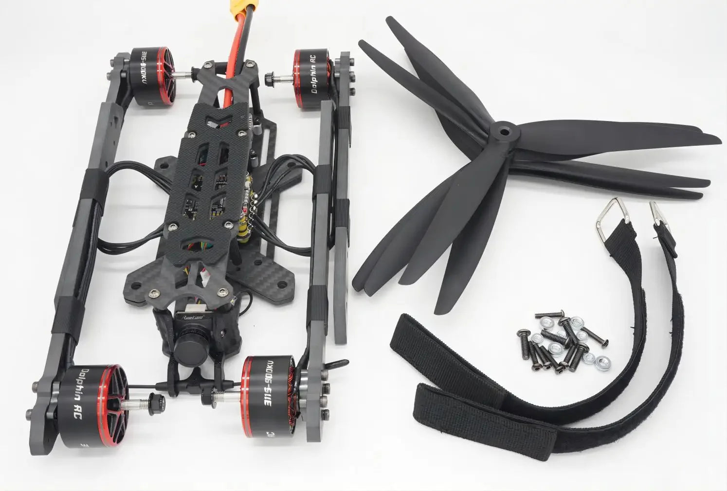 10 Inch FPV, The RCDrone is a 10-inch FPV drone with specifications including a SpeedyBee F405 V3 flight controller, GEMFAN propeller, and RUNCAM PHOENIX 2 SP camera.