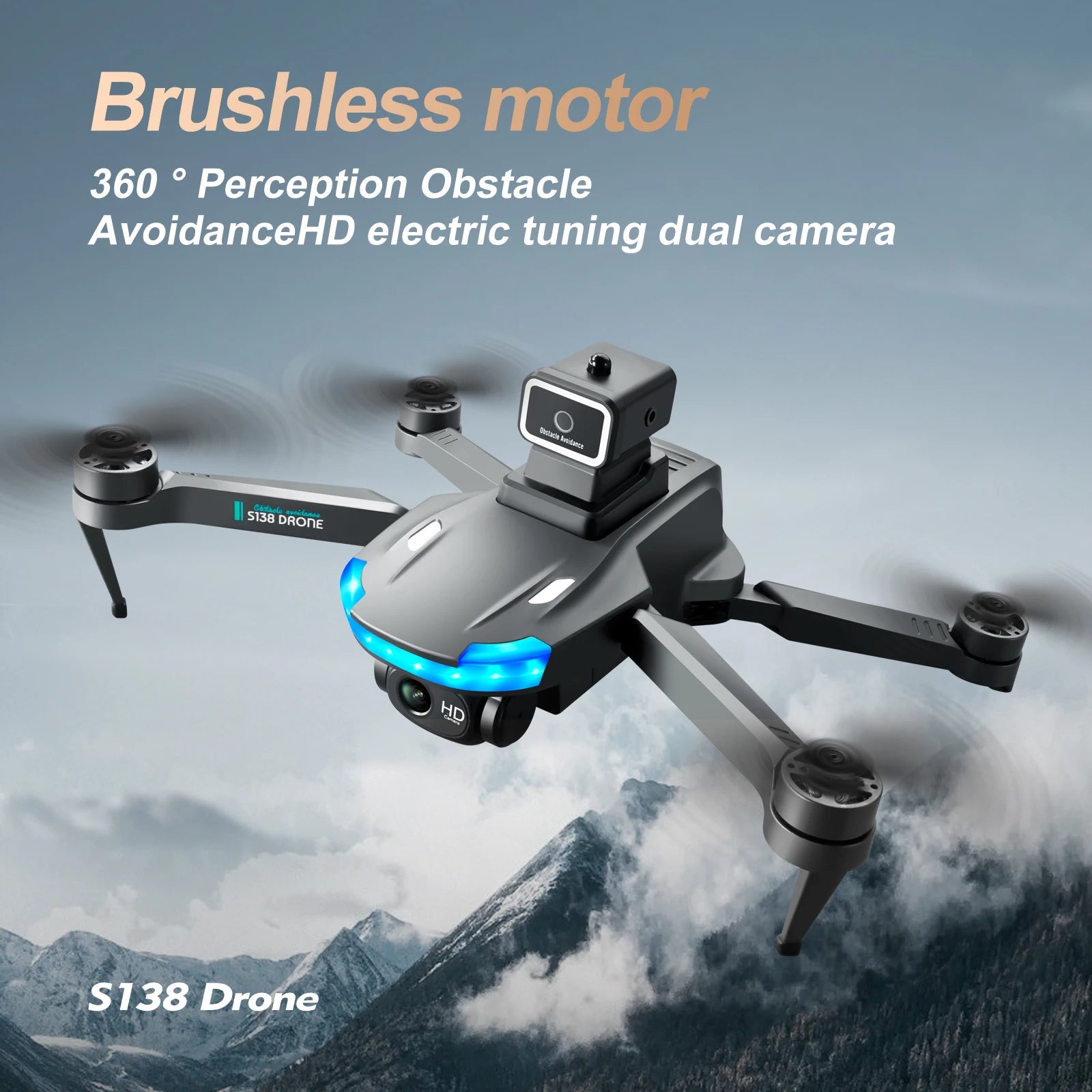 S138 Drone, brushless motor 360 perception obstacle avoidancehd electric tuning dual camera