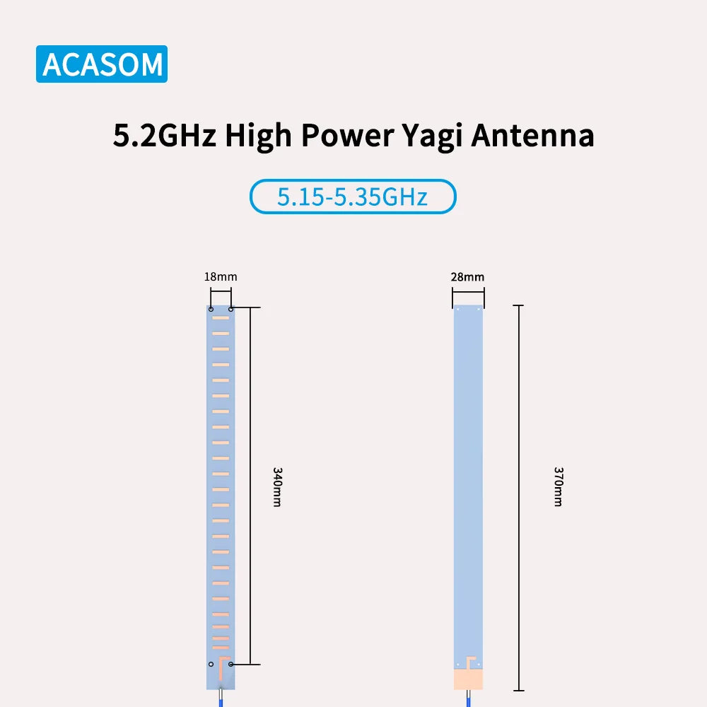 5.2GHz 50W Yagi High Gain Antenna, ACASOM 5.2GHz High Power Yagi Antenna 5.15-5.