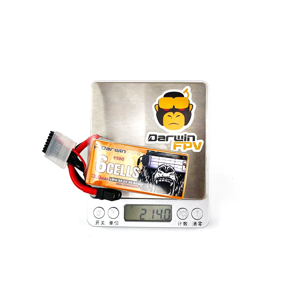 DarwinFPV 6S 1300mAh Battery, set the battery low voltage reminder on the ground station .