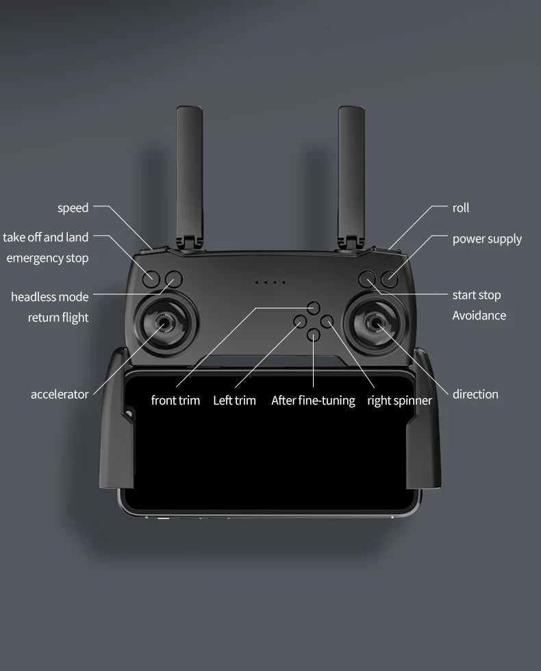 5G 8K HD Drone Professional Dual Camera Wifi FPV Obstacle Avoidance Quadcopter Optical Flow Positioning Fly Distance 1000M Toy 48 5G 8K HD Drone, speed roll take off and land power supply emergency stop headless mode start