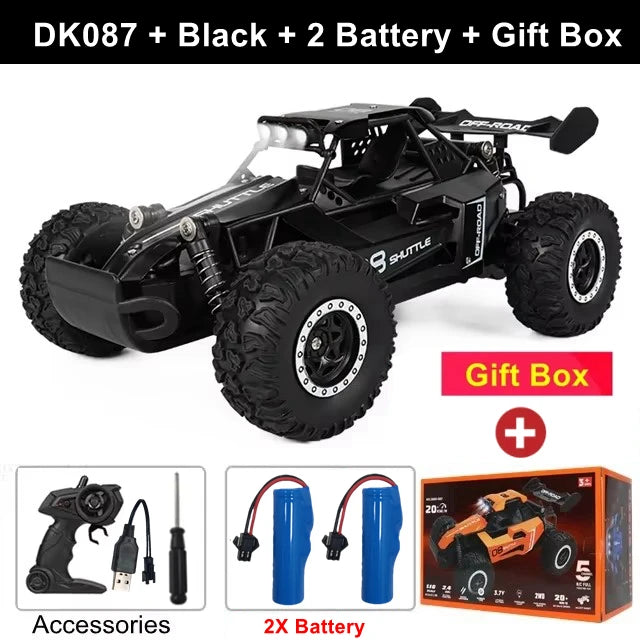 Samochód zdalnie sterowany 4WD DK087 RC Drift Racing 1:16 Off Road, stop aluminium, 2.4G, szybkie ciężarówki z LED, wspinaczka, idealny prezent dla dzieci