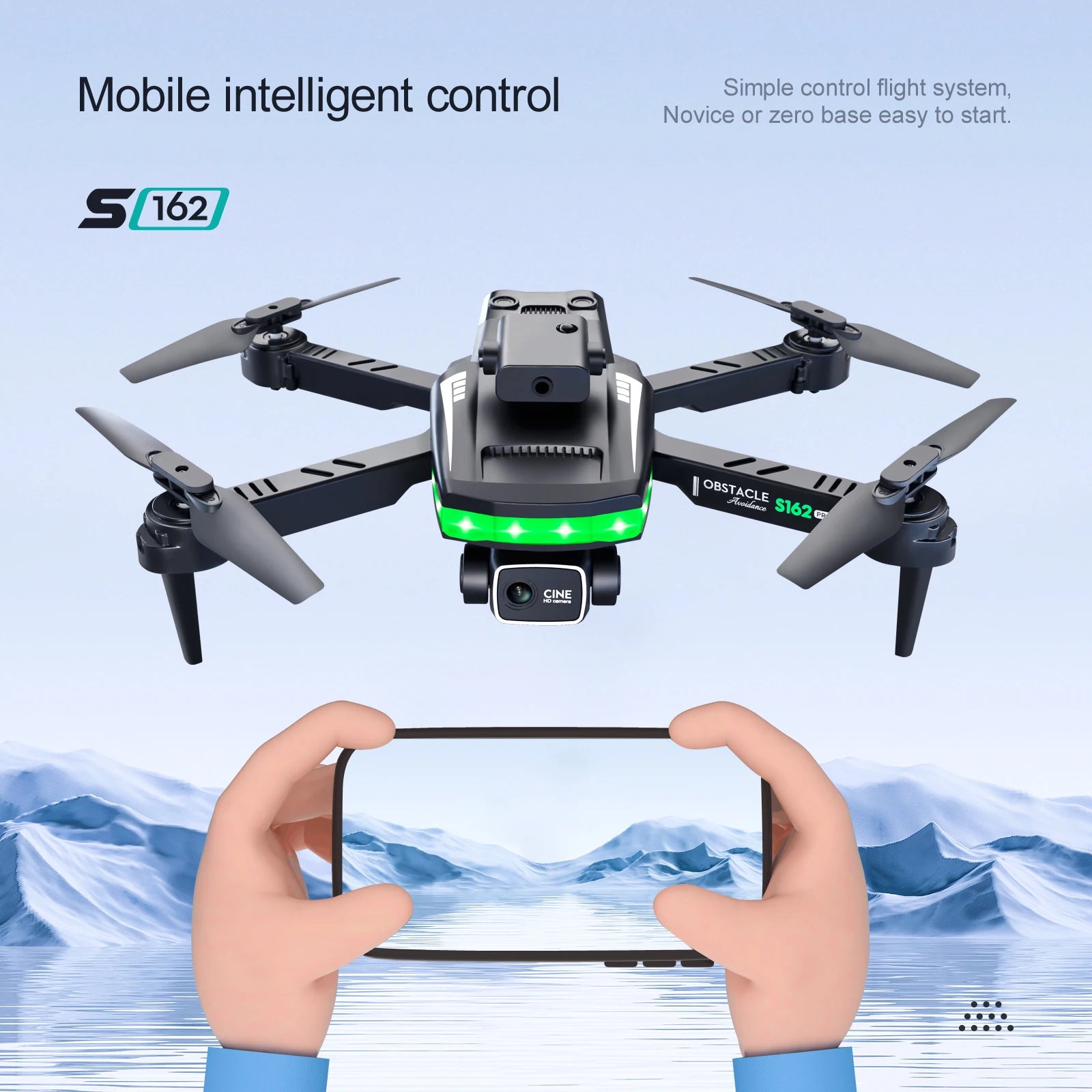 S162 Pro Drone, mobile intelligent control simple control flight system; novice or zero base easy to