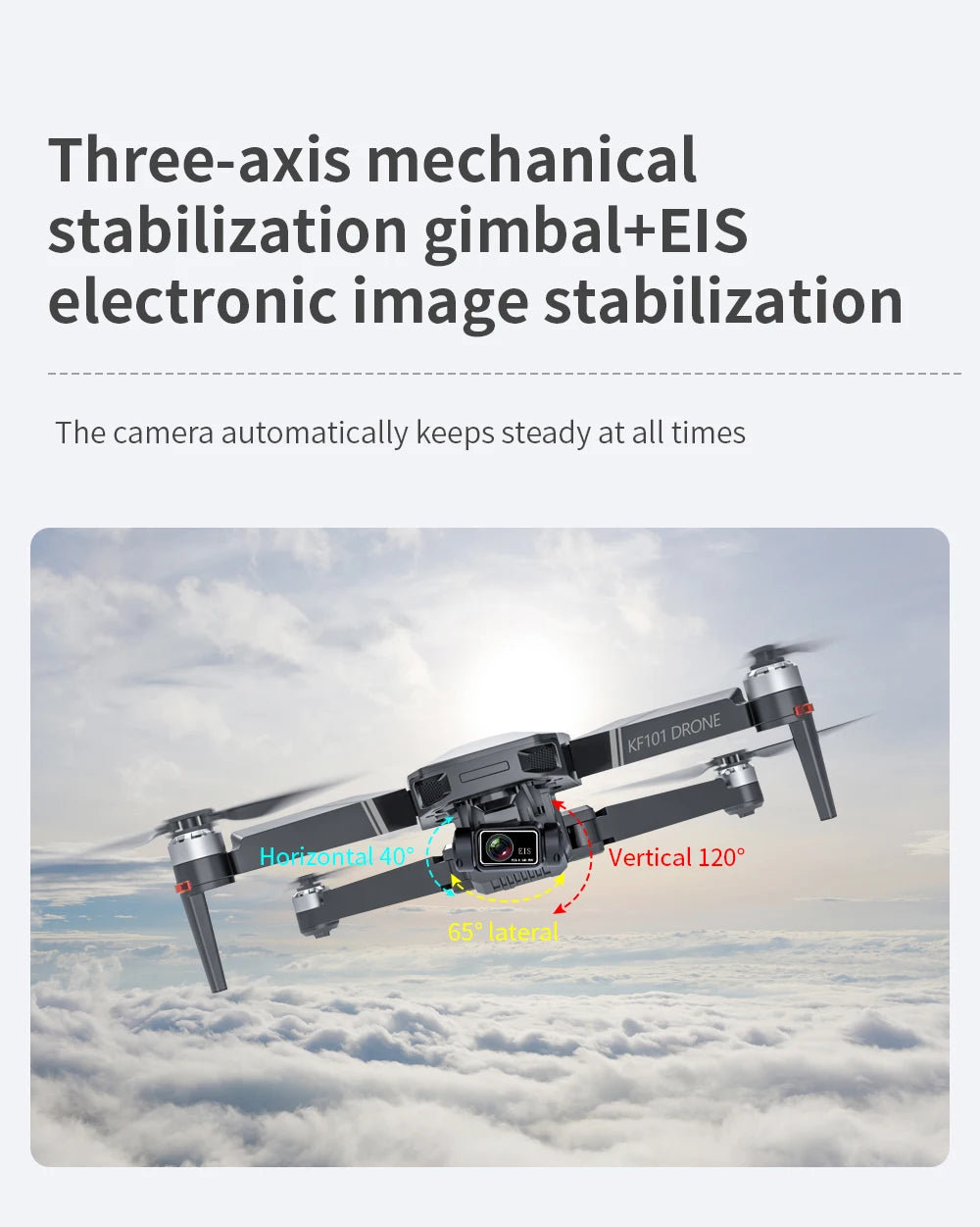 New GPS Drone, camera automatically keeps steady at all times Horizontal 40 Vertical 1208 650 /ate"