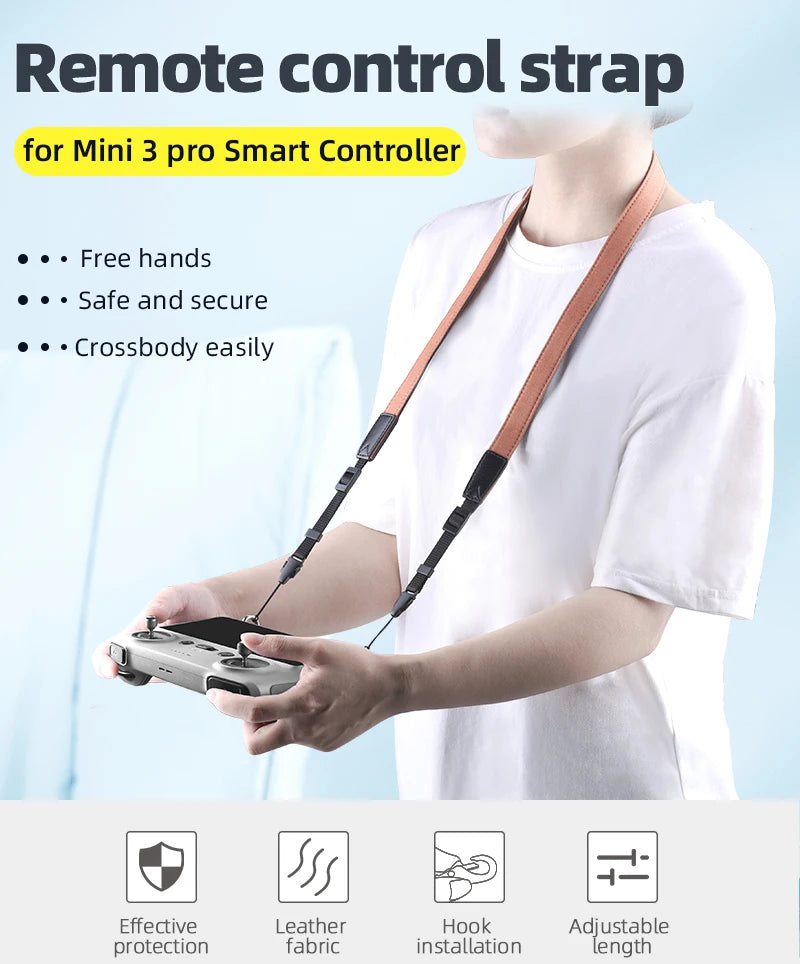 Lanyard/Strap, Remote control strap for Mini 3 pro Smart Controller Free hands Safe and secure Crossbody easily Effective Leather