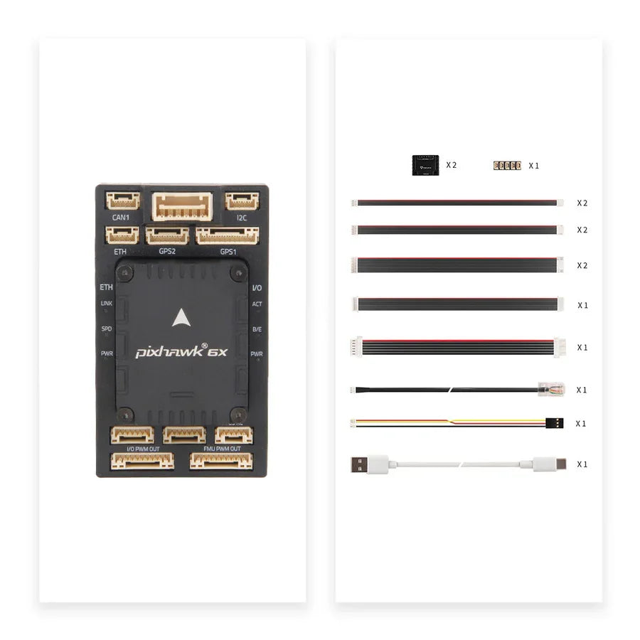 The Holybro Pixhawk 6X autopilot flight controller module is designed for standard and mini bases, suitable for RC multirotors and airplanes.