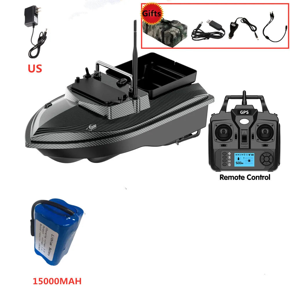 Tccicadas V060 GPS Fishing Bait Boat, 500M RC Distance, 160 Positions, 2kg Single Hopper, Auto Return, Dual Motors, CE