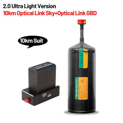 FPV optical fiber module extends range for reliable image transmission up to 20km with 0.26mm fiber.