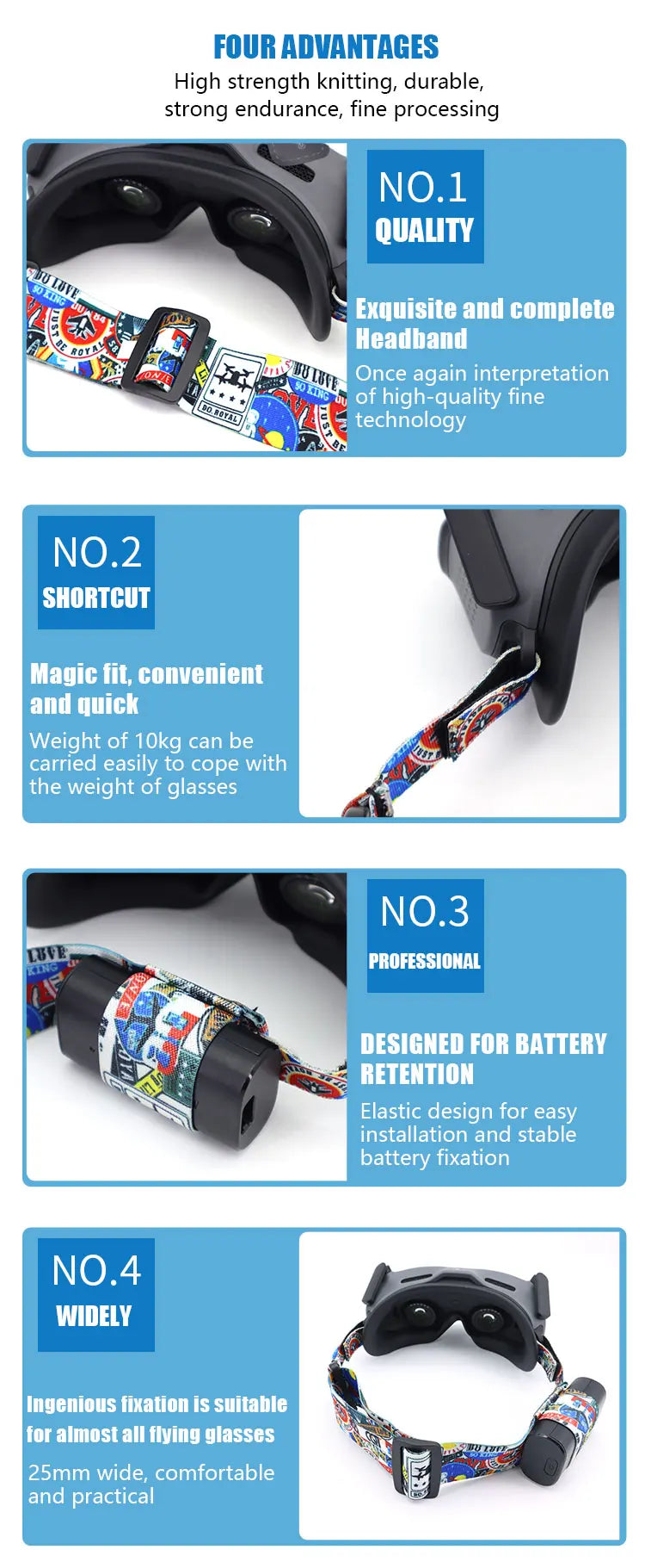 Avata Goggles 2 Eye Mask, FOUR ADVANTAGES High strength knitting, durable, strong endurance; fine processing NO