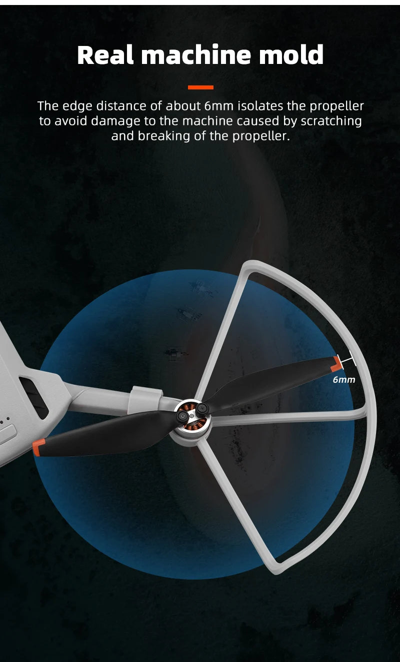 Propeller Guard for DJI Mini 3 Pro Drone - Propellers Protector Props Cover Wing Fan Bumper Cage Protective Ring Drone Accessories 42 Propeller Guard for DJI Mini 3 Pro Drone, edge distance of about 6mm isolates the propeller to avoid damage to the machine .
